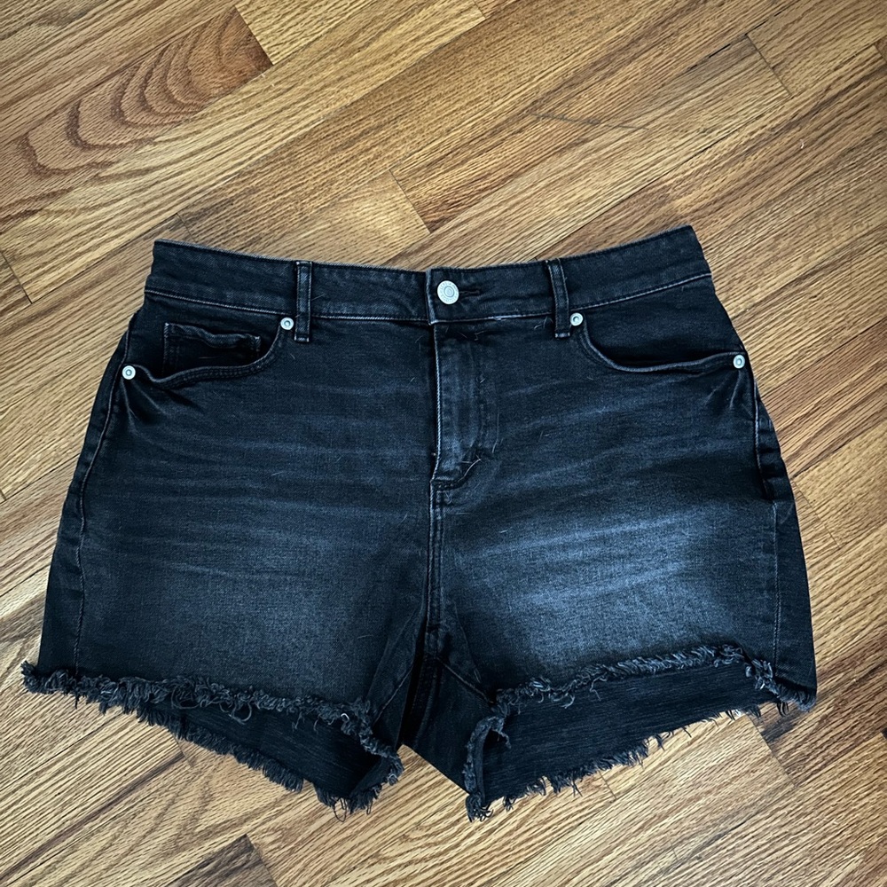 Loft black high rise shorts with raw hem